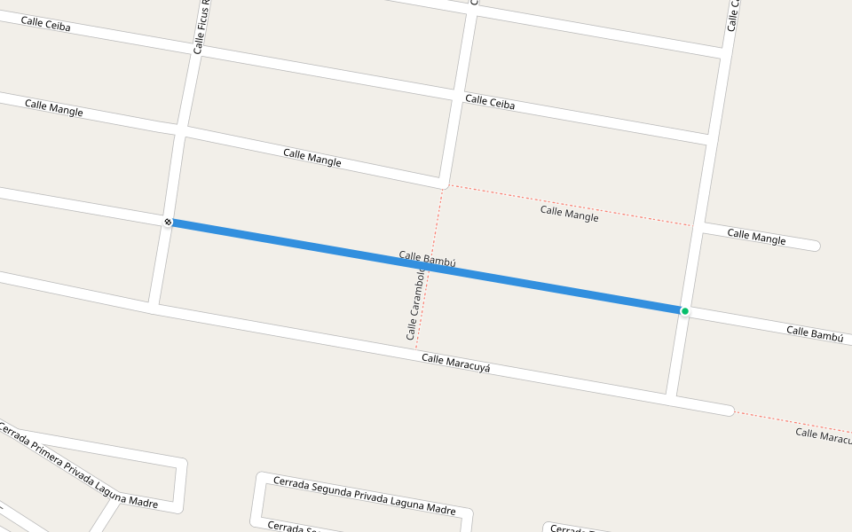 Calle Bambú walking route map in Miramar