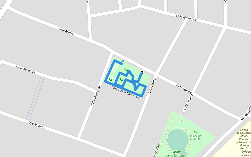 Paseo de la Concordia walking route map in Fuente el Saz de Jarama