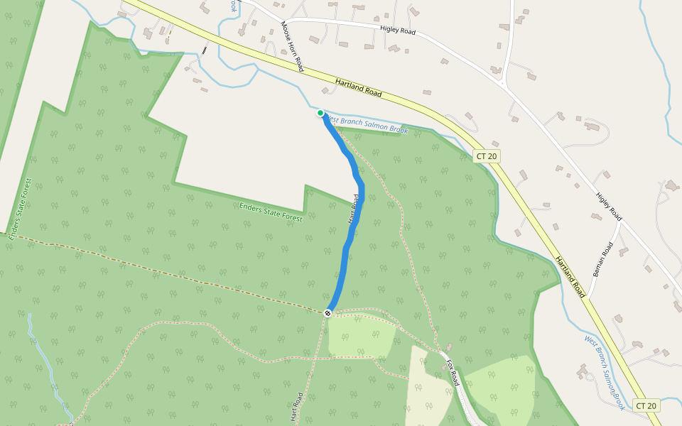 Hart Road walking route map in Granby