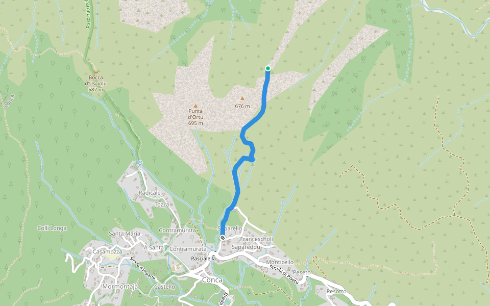 Ancien Chemin de la Montagne walking route map in Conca