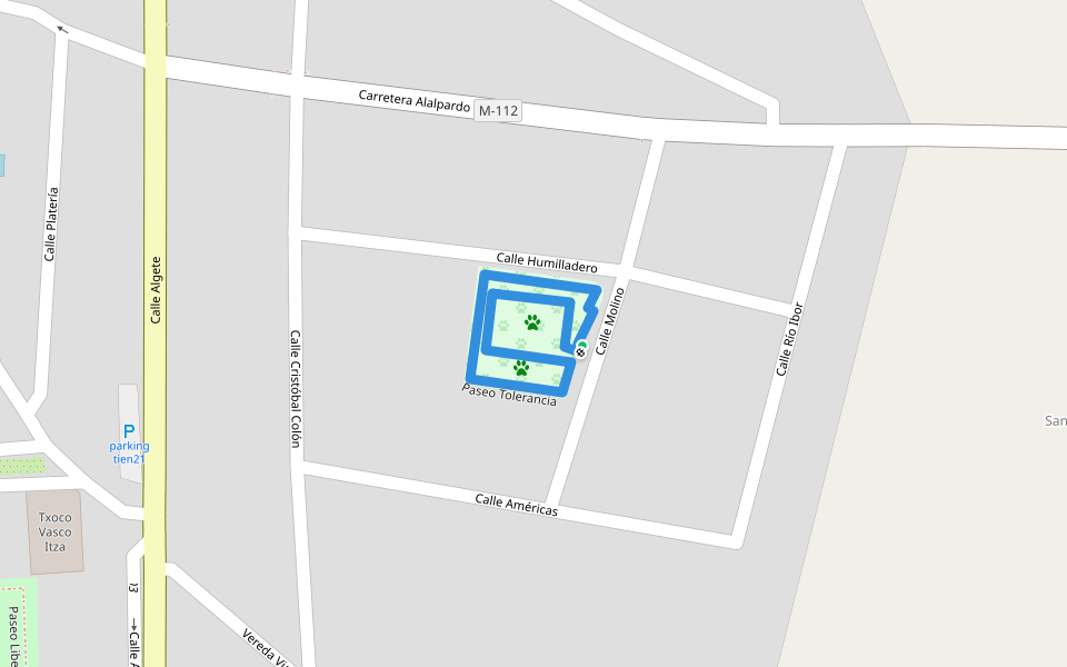 Paseo Tolerancia walking route map in Fuente el Saz de Jarama