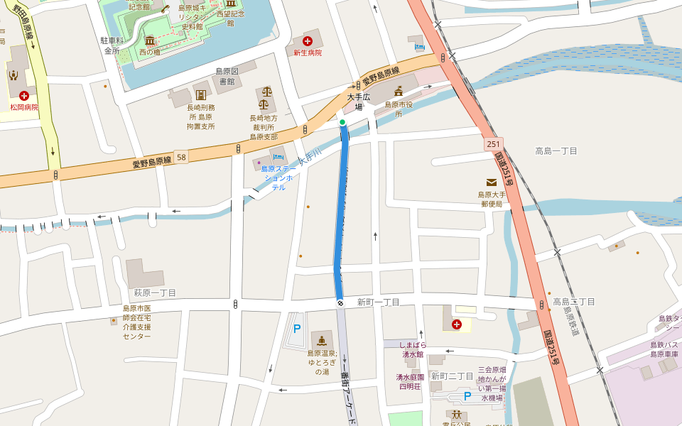サンシャイン中央街(万町商店街) walking route map in Shimabara