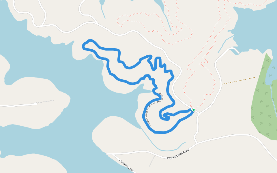Payne's Creek MTB Trail - south loop walking route map in Hartwell