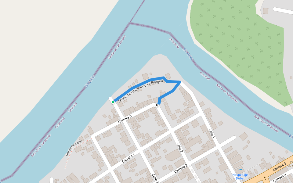 Sector La Isla, Barrio La Piragua walking route map in Los Patios