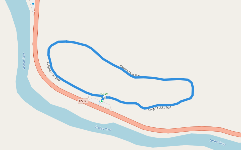 Colgate Licks Trail walking route map in Powell