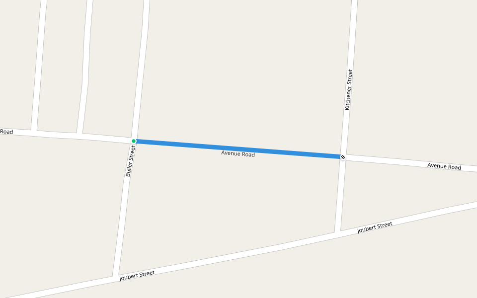 Avenue Road walking route map in Louwsburg