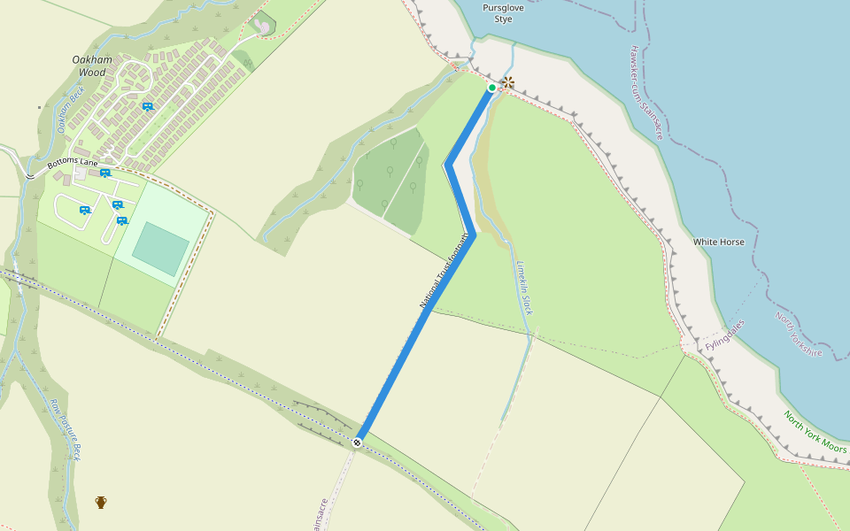 National Trust footpath walking route map in High Hawsker