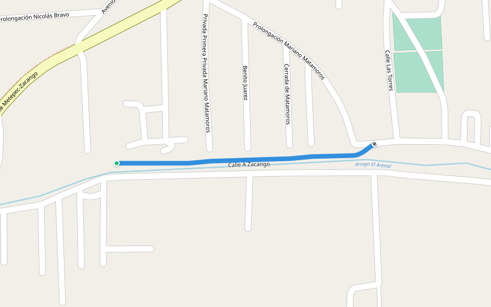 Calle A Zacango walking route map in San Bartolomé Tlaltelulco