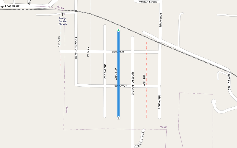 2nd Alley walking route map in Mulga