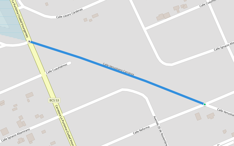 Calle Venustiano Carranza walking route map in Ciudad Insurgentes