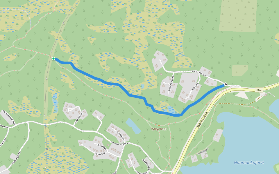 Pytkynharju winter trail walking route map in Salmiperä