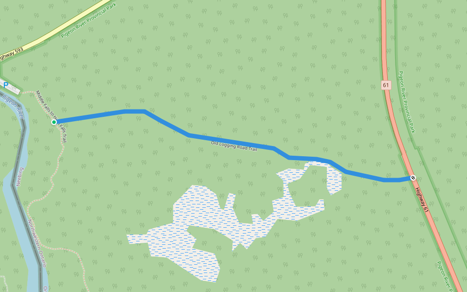 Old Logging Road Trail walking route map in South Gillies