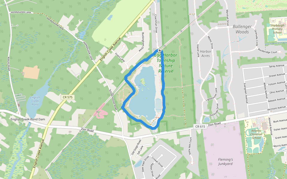 Egg Harbor Township Nature Reserve Blue Trail walking route map in Egg Harbor Township