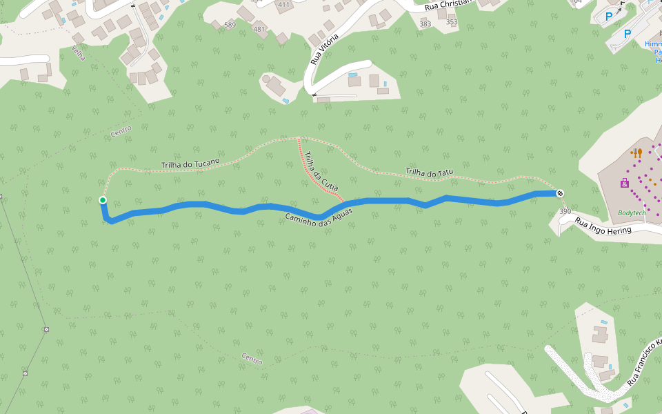 Caminho das Águas walking route map in Blumenau