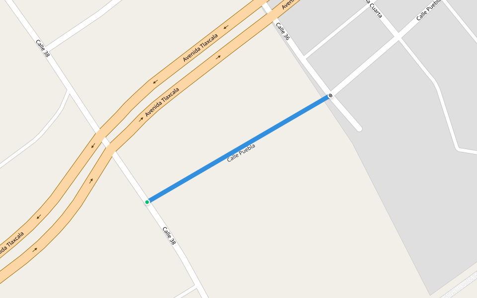 Calle Puebla walking route map in Cuauhtémoc