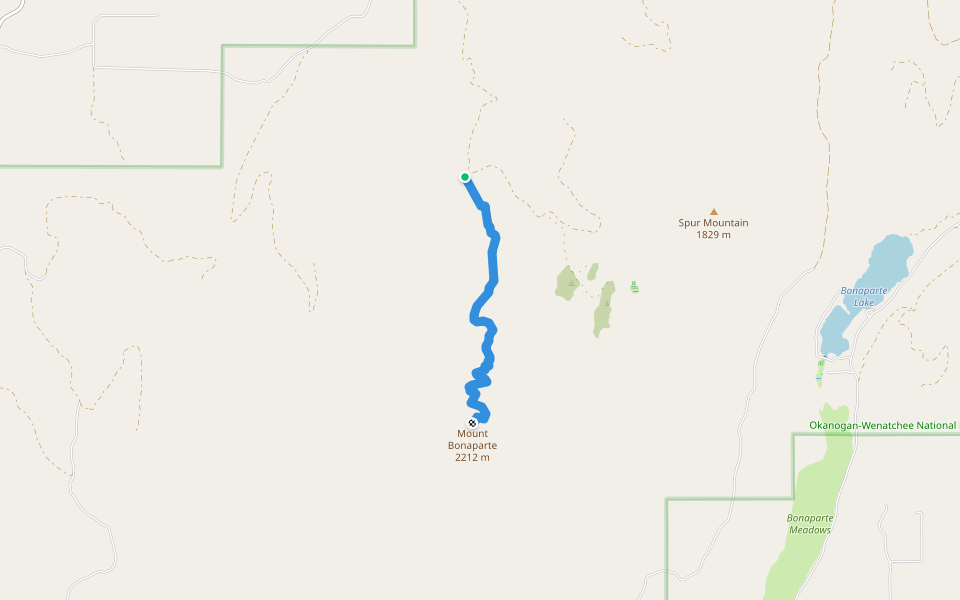 Bonaparte Trail walking route map in Tonasket