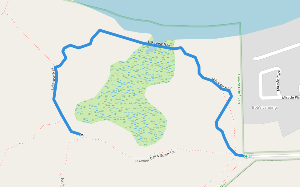 Lakeview Trail walking route map in Babson Park