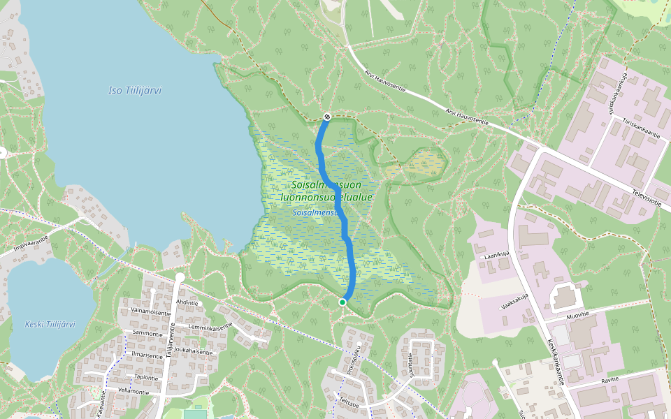 Soisalmensuon pitkospuut walking route map in Hollola