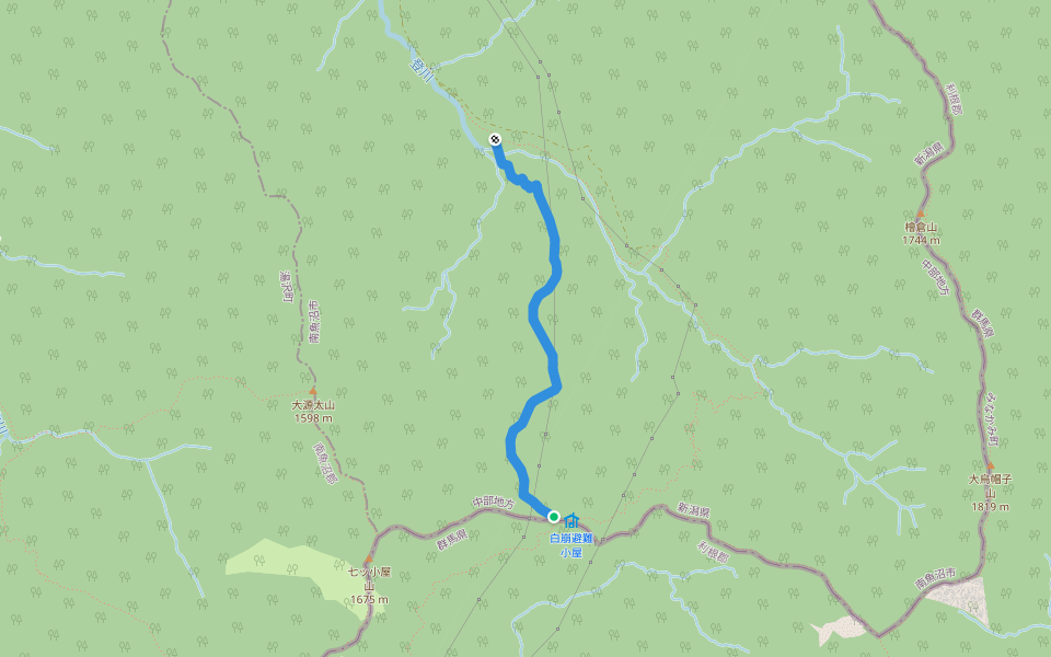謙信尾根 walking route map in Minamiuonuma