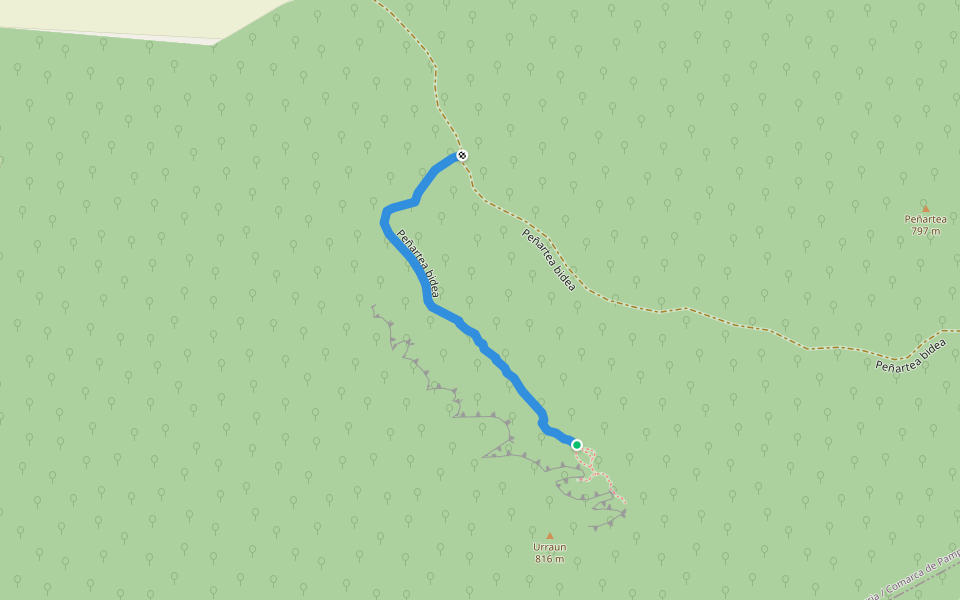 Peñartea bidea walking route map in Unzué