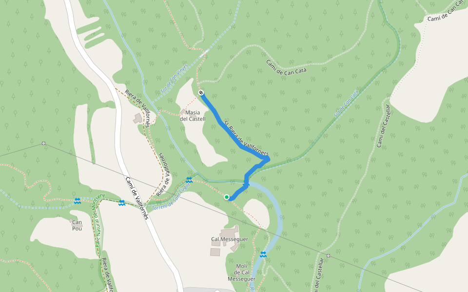SL Riera de Vallforners walking route map in Cànoves i Samalús