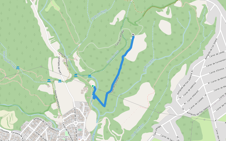 Camí del Castellar walking route map in Cànoves i Samalús