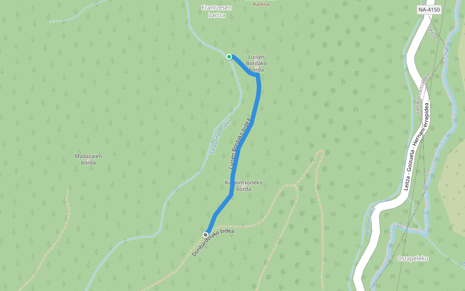 Luisen Bordako bidea walking route map in Leitza