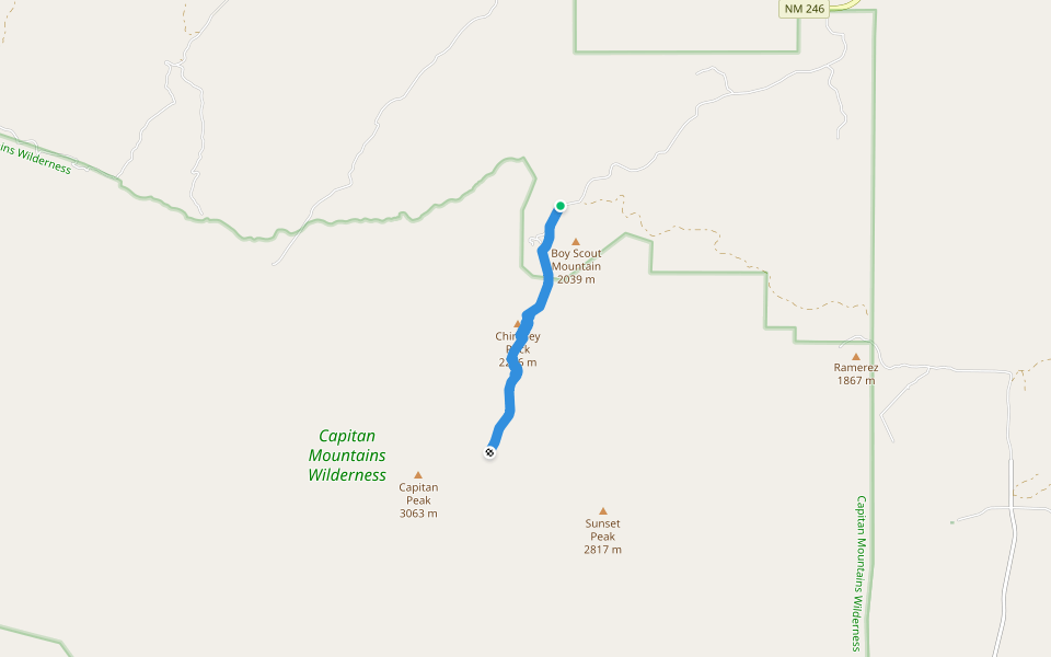 Capitan Peak Trail (64) walking route map in Capitan