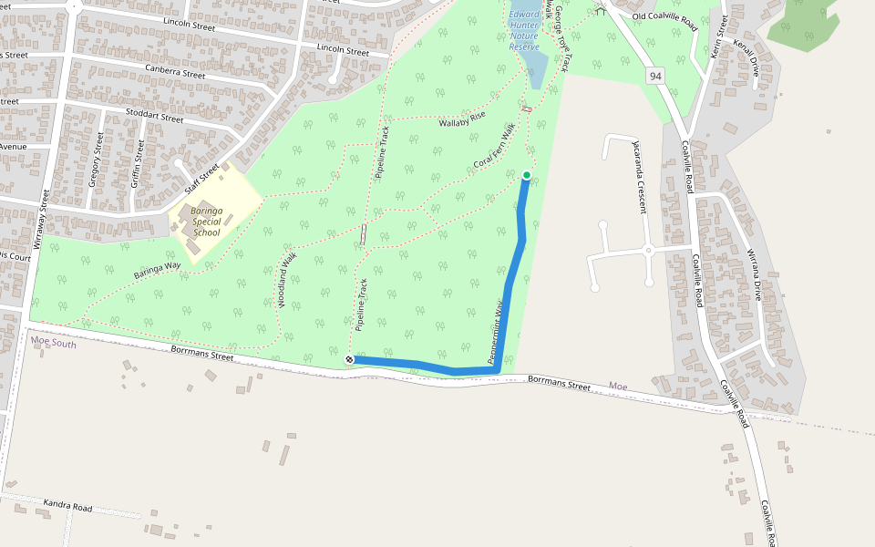 Peppermint Way walking route map in Moe