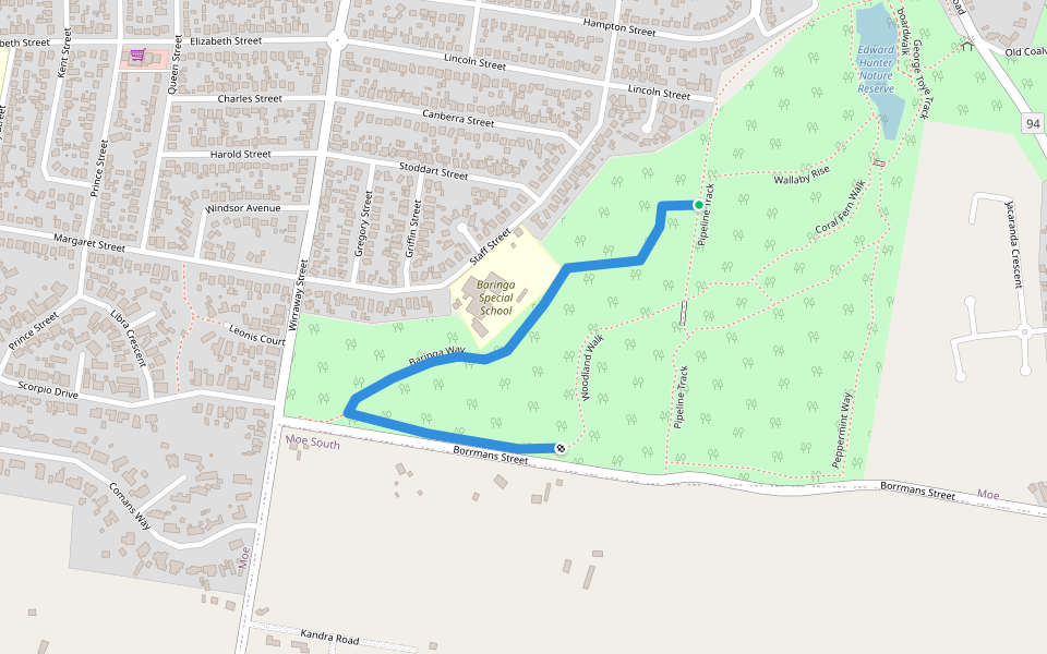 Baringa Way walking route map in Moe