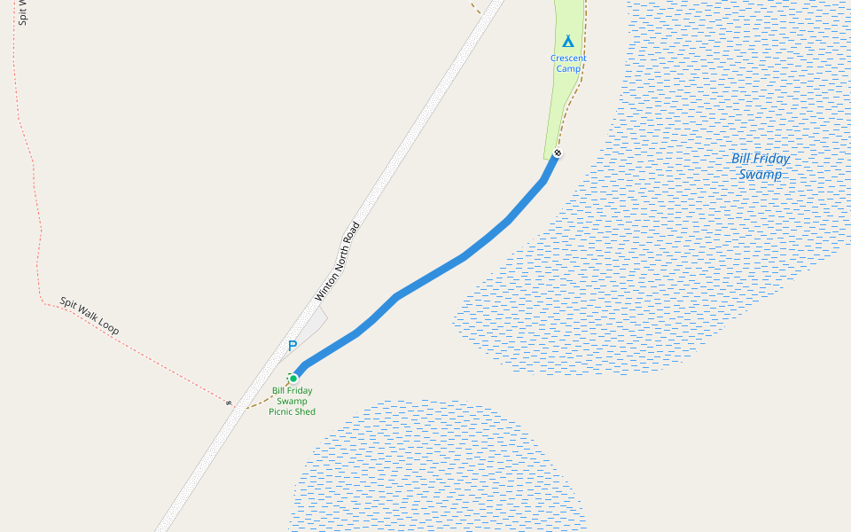 Swamp Walking trail walking route map in Winton North