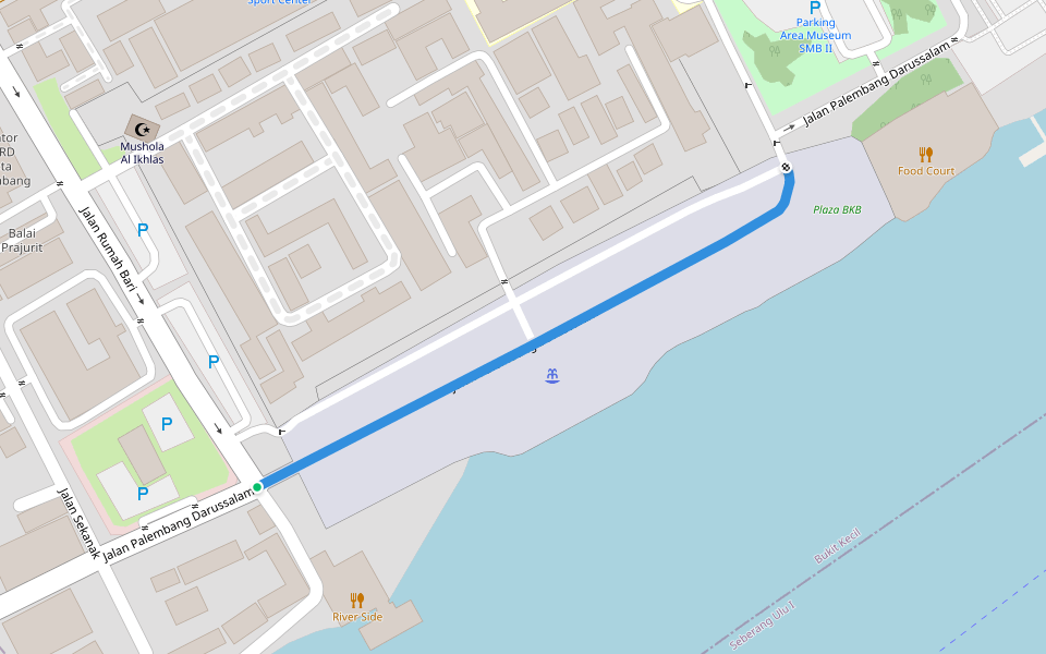 Jalan Palembang Darussalam walking route map in Palembang