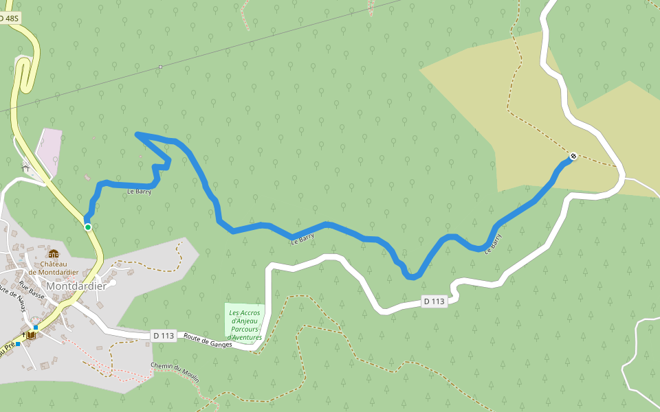 Le Barry walking route map in Montdardier