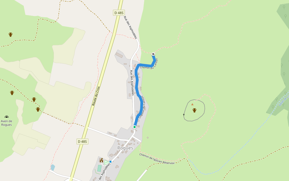 Chemin du Canton walking route map in Rogues