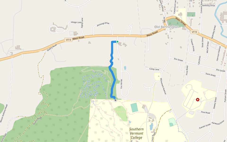Everett Cave trail walking route map in Bennington