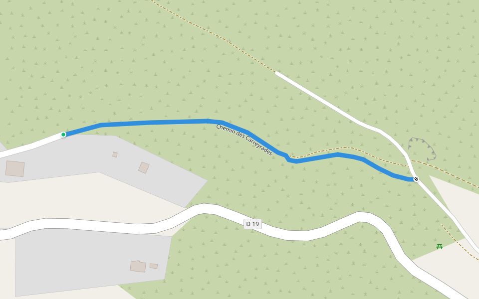 Chemin des Carreyrades walking route map in Lesquerde