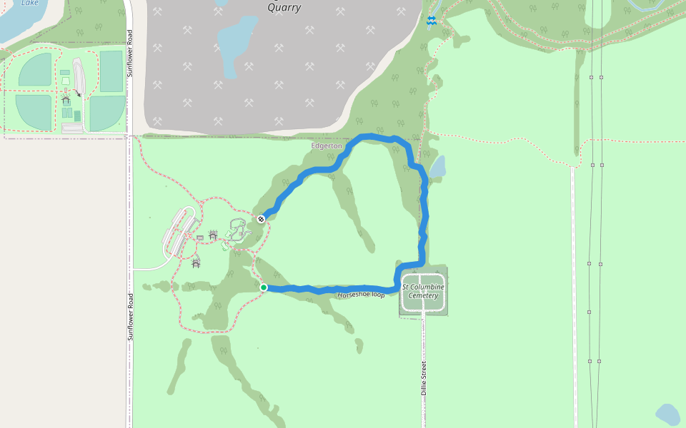 Horseshoe loop walking route map in Edgerton