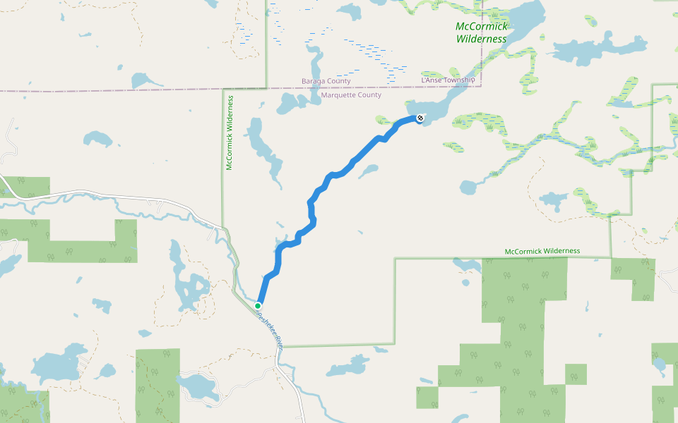 White Deer Lake Trail walking route map in Champion