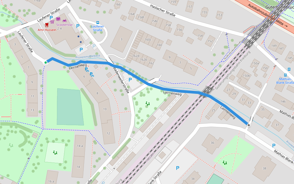 Lairnenweg walking route map in Freiburg im Breisgau