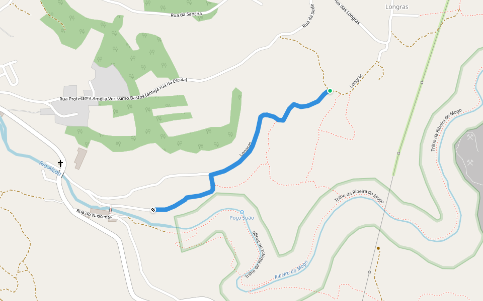 Longras walking route map in Alcobaça