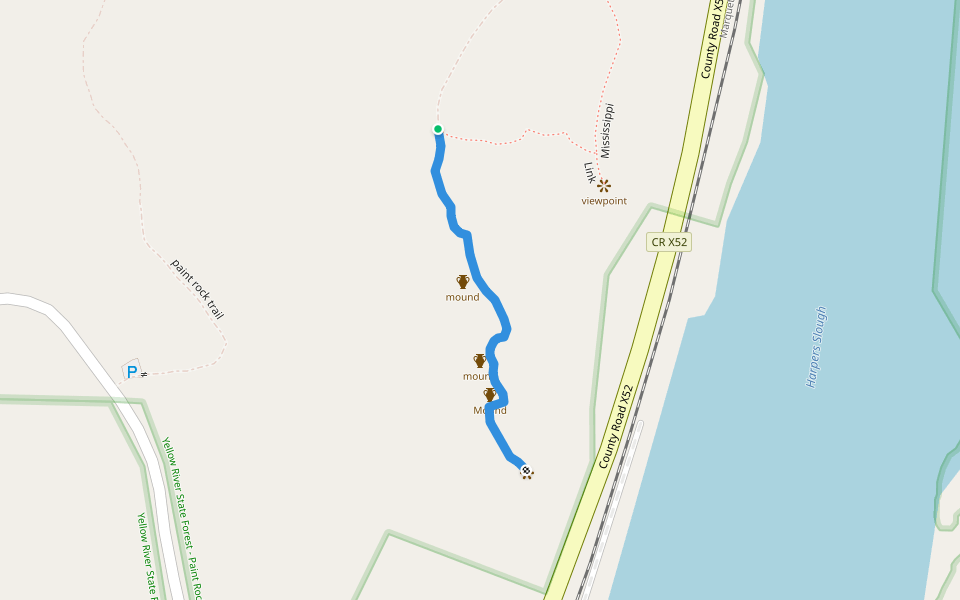 Mound trail walking route map in Harpers Ferry