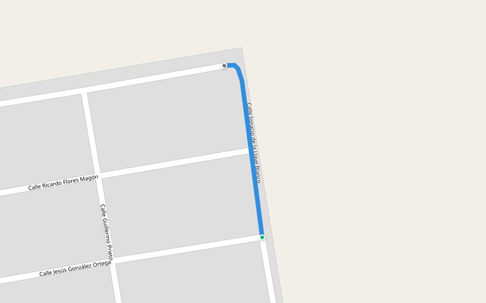 Calle Ignacio de la Llave Blanco walking route map in Plan de Ayala