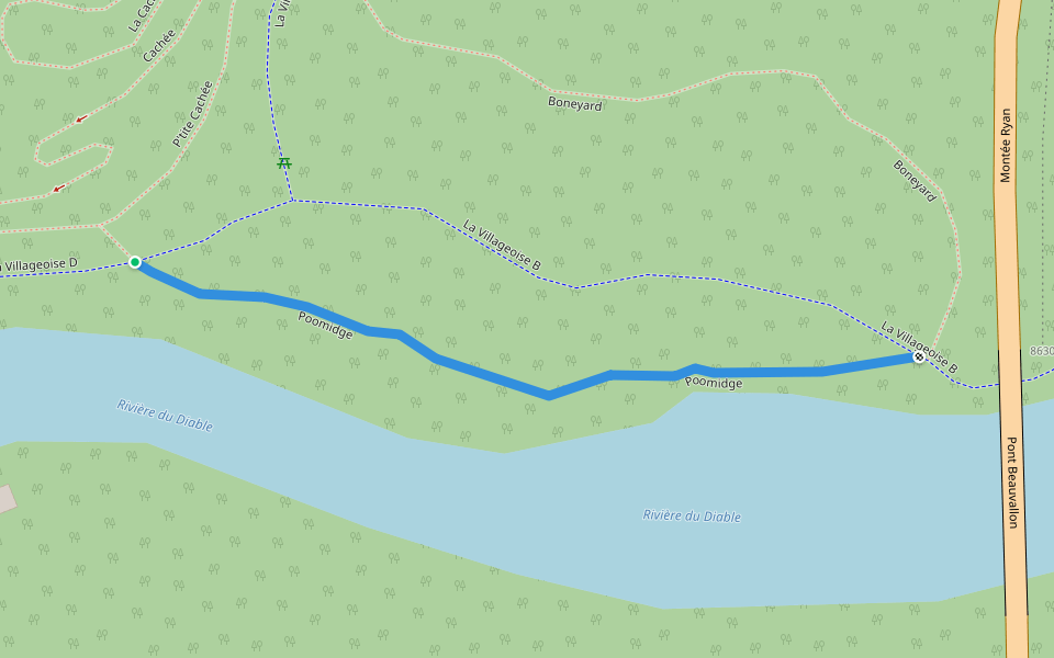 Poomidge walking route map in Mont-Tremblant