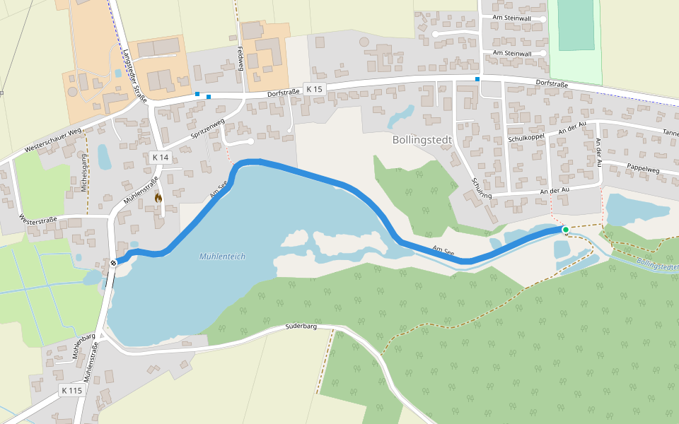 Am See walking route map in Bollingstedt