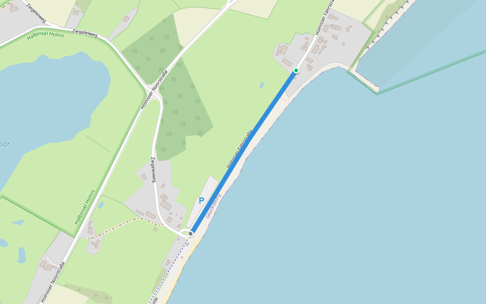 Holnisser Fährstraße walking route map in Glücksburg (Ostsee)