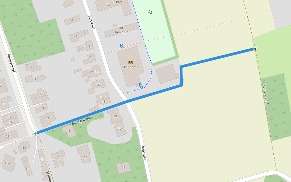 Blakkenwegel walking route map in Laarne