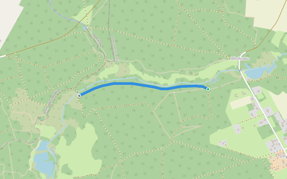 Scieżka nad Samicą walking route map in Błotkowo