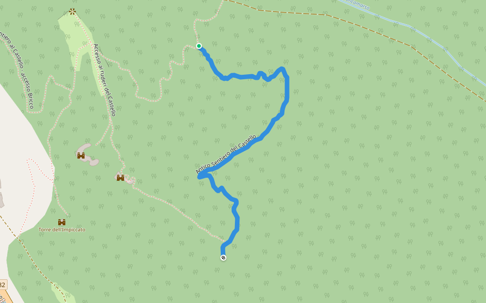 Antico Sentiero del Castello walking route map in Garessio