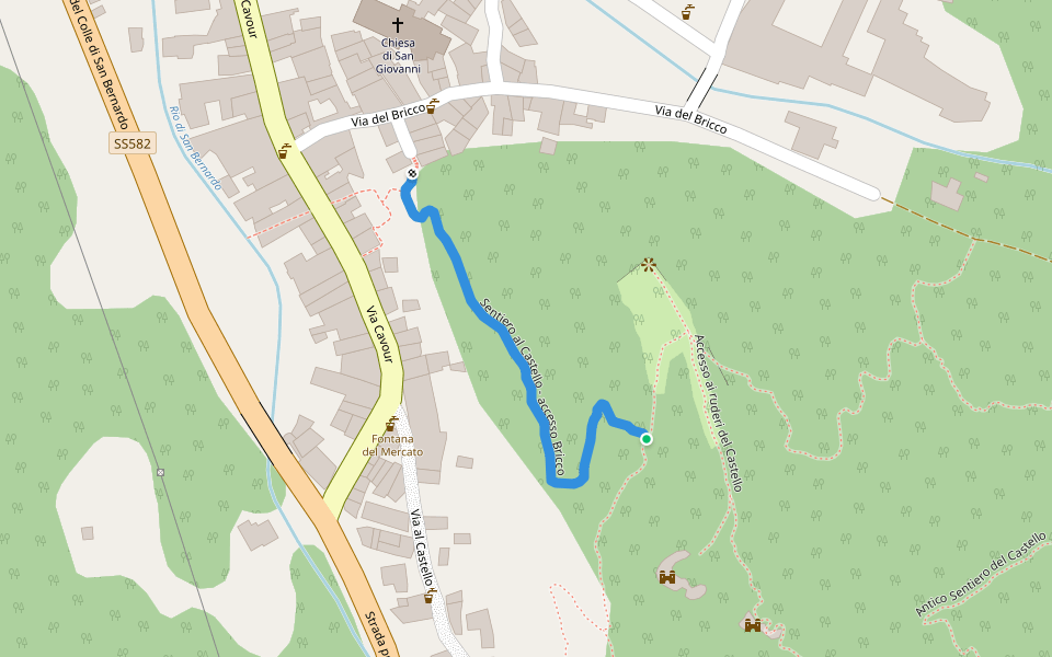 Sentiero al Castello - accesso Bricco walking route map in Garessio