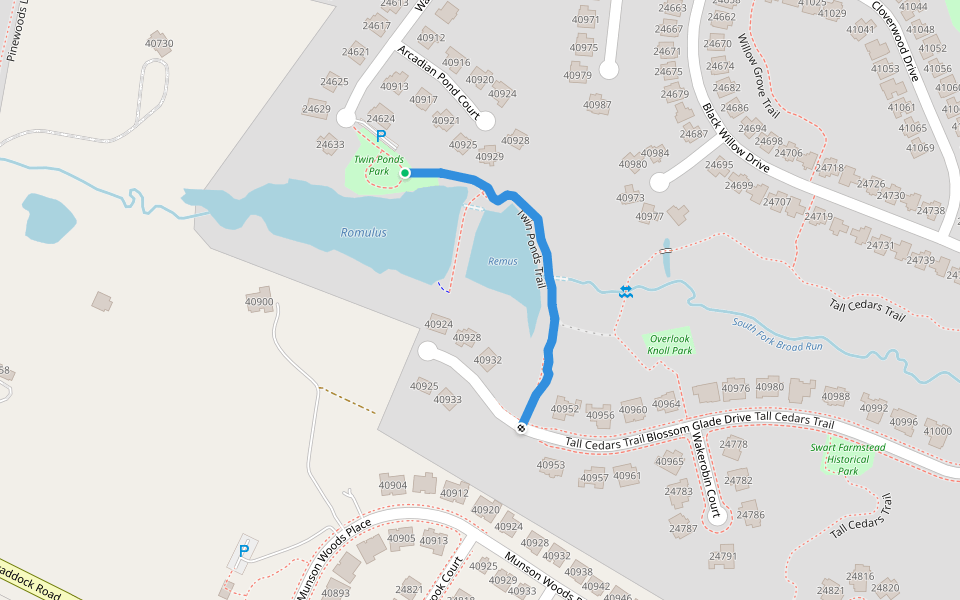 Twin Ponds Trail walking route map in Stone Ridge